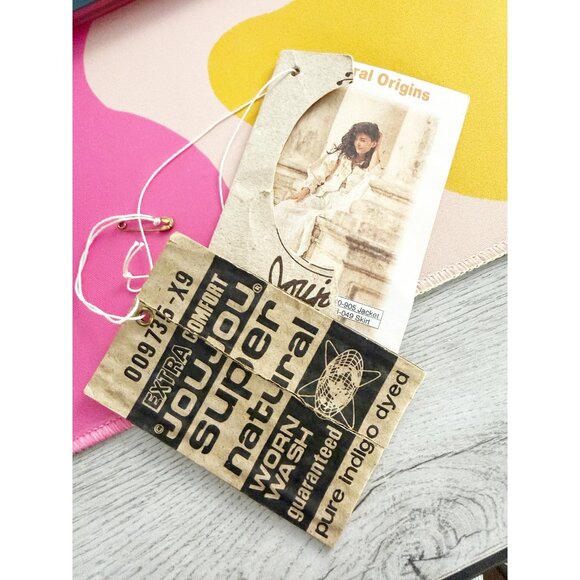 JOU JOU VTG 80s Denim Blue Embellished Long Jean Short 11/12 - Picture 9 of 13